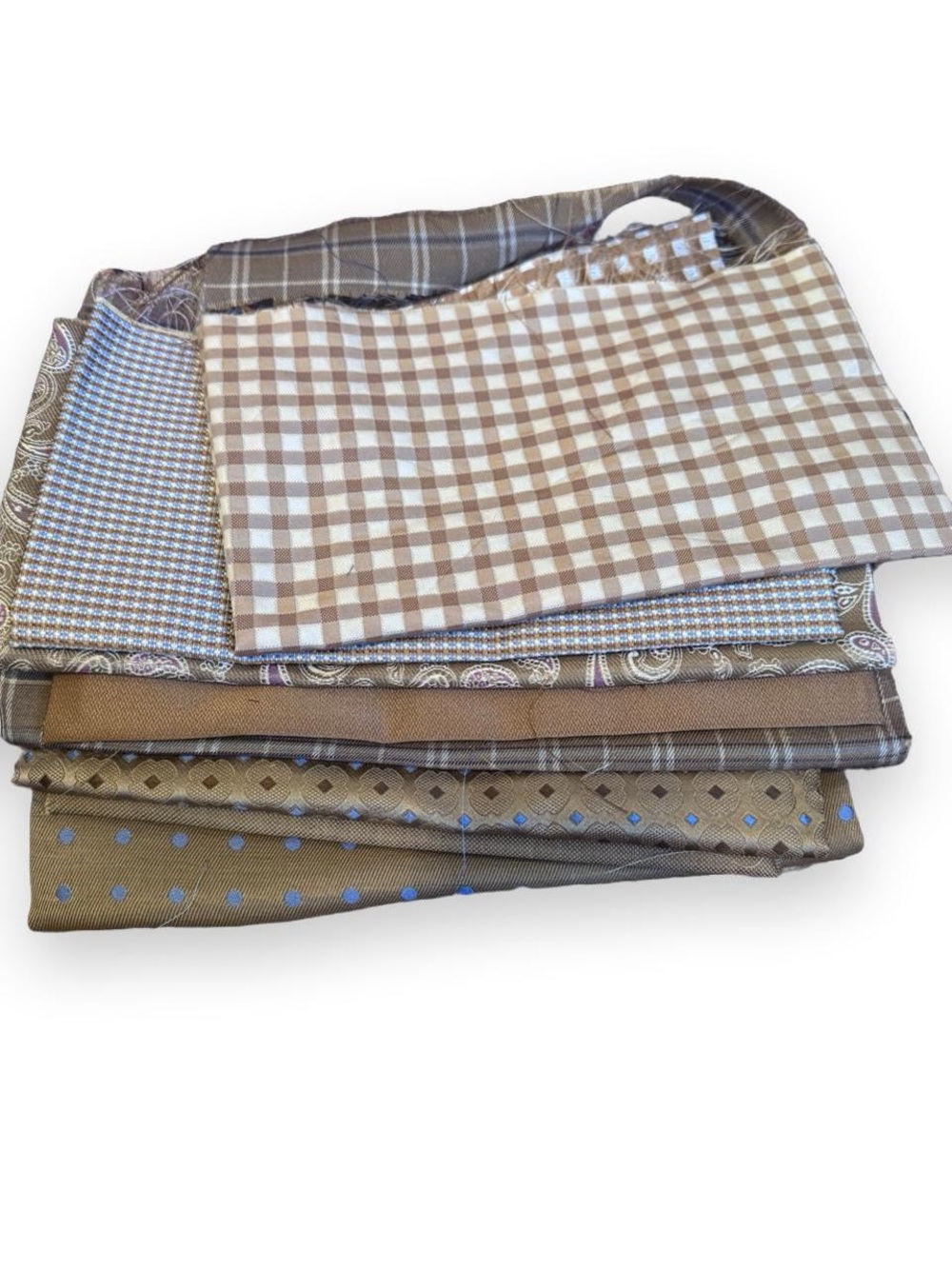 8pc bundle lot brown 100% Italian silk fabric remnants
